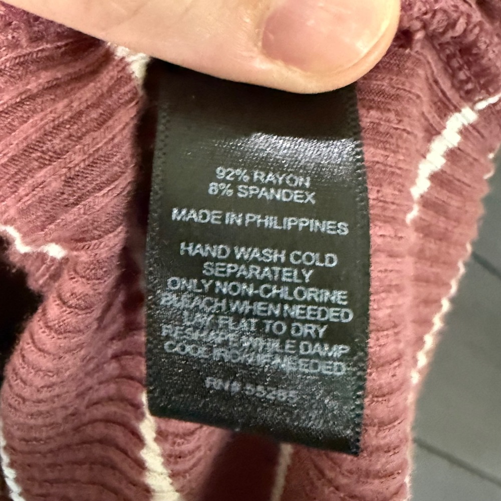 Express Women's Striped Ribbed Cami Midi Dress Mauve White Size M Minimalist - Picture 5 of 5